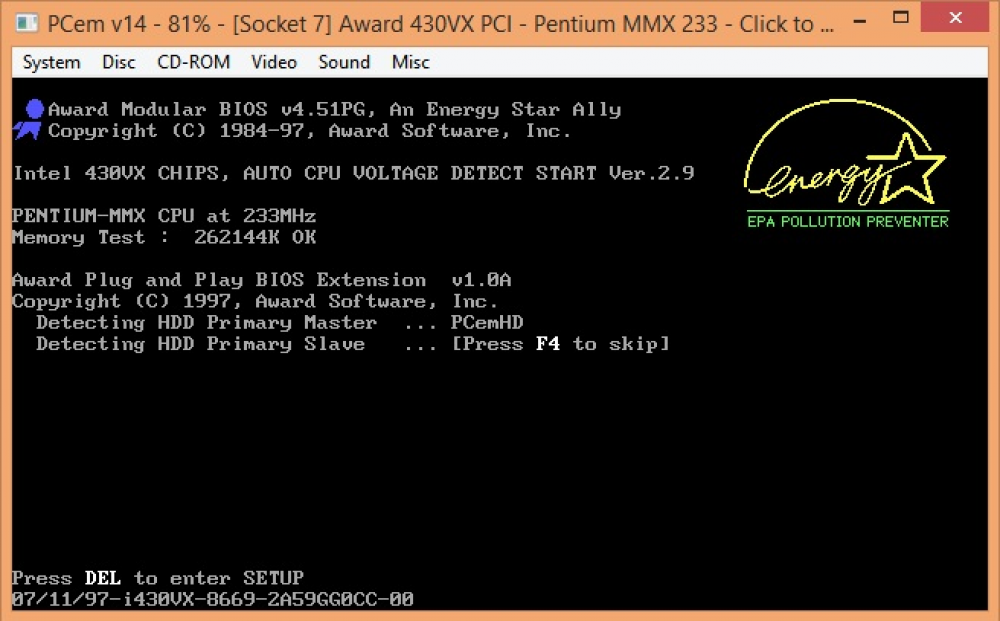 PCem bios 1000 1000